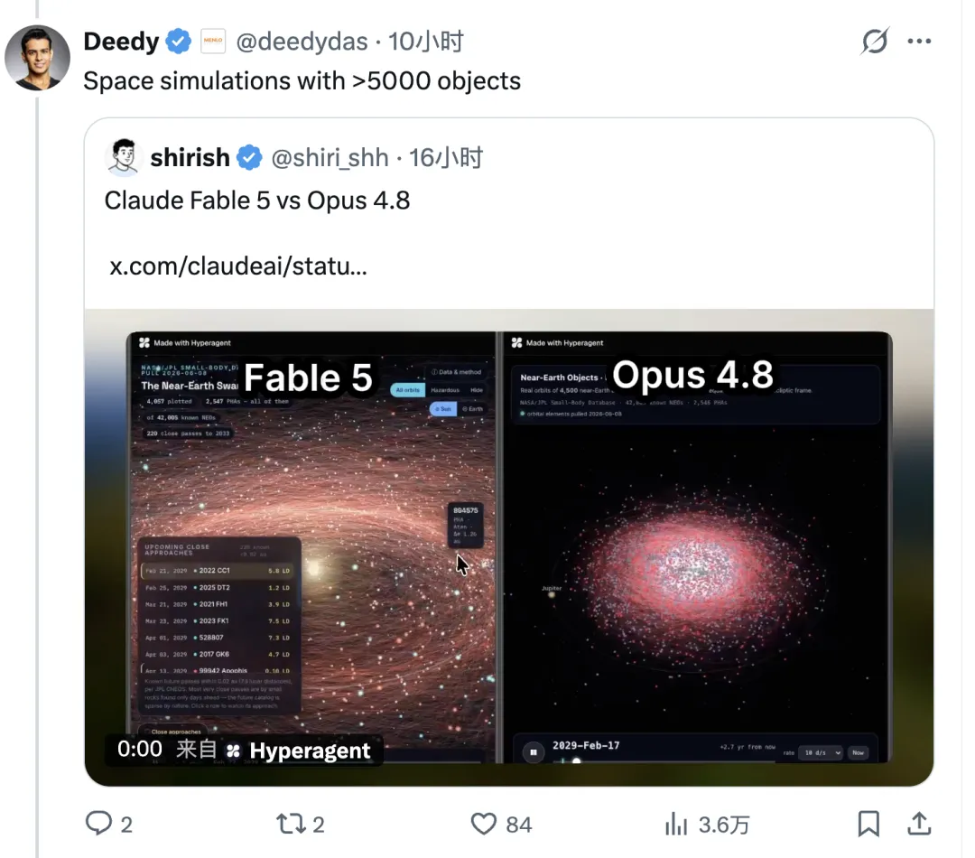 Fable 与 Opus 的太空模拟对比