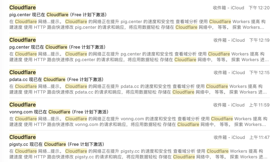 Cloudflare 接管域名解析的激活邮件