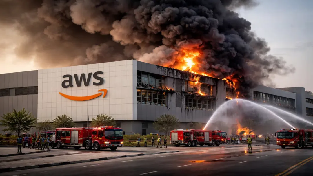 遭受打击后的 AWS 数据中心示意